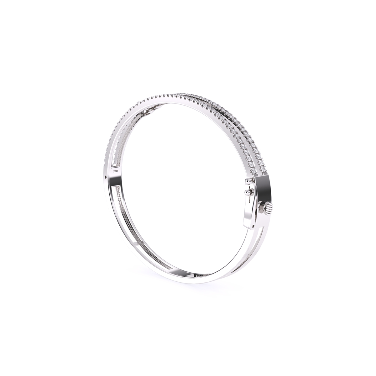 Stackable Two Row Round Diamond Bracelet
